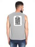Men's Sleeveless T-Shirt | Regular Fit | 180 GSM Bio-Washed Cotton DTG | Pre-Shrunk, Double Stitched | For Gym & Casual Wear | Personalized | DTG | Typography-focused | Trust | Friendship | Reassuring - back - Grey Melange - mockup 2