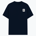 Basic T-Shirt | Unisex XS-2XL | Poly-Cotton Blend | Soft Finish & Durable | Everyday Wear | Personalized | DTG | Typography-focused | Trust | Friendship | Reassuring - left pocket - Navy melange - mockup 3