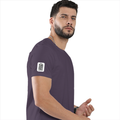 Basic T-Shirt | Unisex XS-2XL | Poly-Cotton Blend | Soft Finish & Durable | Everyday Wear | Personalized | DTG | Typography-focused | Trust | Friendship | Reassuring - right sleeve - Purple melange - mockup 6