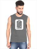 Men's Sleeveless T-Shirt | Regular Fit | 180 GSM Bio-Washed Cotton | Pre-Shrunk, Double Stitched | Men | Personalized | DTF | Typography-focused | Trust | Friendship | Reassuring - front - Charcoal Melange - mockup 1