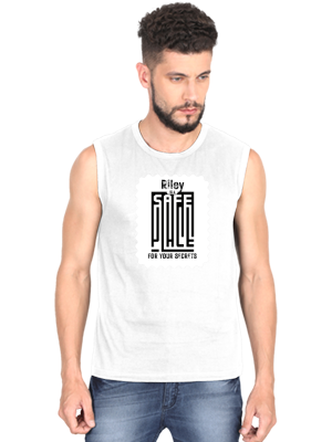 Men's Sleeveless T-Shirt | Regular Fit | 180 GSM Bio-Washed Cotton | Pre-Shrunk, Double Stitched | Men | Personalized | DTF | Typography-focused | Trust | Friendship | Reassuring - front - White - mockup 1
