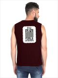 Men's Sleeveless T-Shirt | Regular Fit | 180 GSM Bio-Washed Cotton | Pre-Shrunk, Double Stitched | Men | Personalized | DTF | Typography-focused | Trust | Friendship | Reassuring - back - Maroon - mockup 2