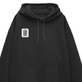 Oversized Hoodie | Unisex Relaxed Fit | 400 GSM Cotton Blend | DTG Printed | Drop Shoulder, Pre-Shrunk | Adults | Personalized | DTG | Typography-focused | Trust | Friendship | Reassuring - right pocket - Black - mockup 4