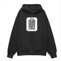 Oversized Hoodie | Relaxed Fit, Drop-Shoulder | 400 GSM Fabric | Warm, Durable | Unisex | Personalized | DTF | Typography-focused | Trust | Friendship | Reassuring - front - Black - mockup 1