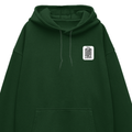 Oversized Hoodie | Relaxed Fit, Drop-Shoulder | 400 GSM Fabric | Warm, Durable | Unisex | Personalized | DTF | Typography-focused | Trust | Friendship | Reassuring - left pocket - Bottle Green - mockup 3