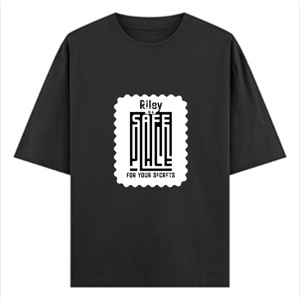 Oversized Standard T-Shirt | Unisex Oversized Fit | 180 GSM 100% Super Combed Cotton | DTF Print | Soft & Durable | Personalized | DTF | Typography-focused | Trust | Friendship | Reassuring - front - Black - mockup 1