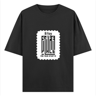 Oversized Standard T-Shirt | Unisex Oversized Fit | 180 GSM 100% Super Combed Cotton | DTF Print | Soft & Durable | Personalized | DTF | Typography-focused | Trust | Friendship | Reassuring - front - Black - mockup 1
