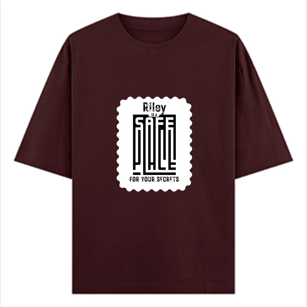 Oversized Classic T-Shirt | Unisex Oversized Fit | 100% Super-Combed Cotton | Pre-Shrunk & Ribbed Neck | Adults | Personalized | DTG | Typography-focused | Trust | Friendship | Reassuring - front - Maroon - mockup 1