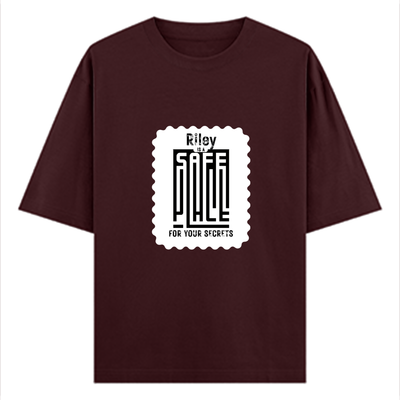 Oversized Classic T-Shirt | Unisex Oversized Fit | 100% Super-Combed Cotton | Pre-Shrunk & Ribbed Neck | Adults | Personalized | DTG | Typography-focused | Trust | Friendship | Reassuring - front - Maroon - mockup 1