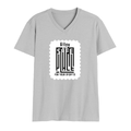 Men's V-Neck T-Shirt | Regular Fit | 180 GSM Bio-Washed Cotton | DTG Print | Durable | Personalized | DTG | Typography-focused | Trust | Friendship | Reassuring - front - Grey Melange - mockup 1