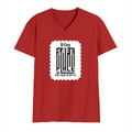 Men's V-Neck T-Shirt | Regular Fit | 180 GSM Bio-Washed Cotton | DTG Print | Durable | Personalized | DTG | Typography-focused | Trust | Friendship | Reassuring - front - Red - mockup 1