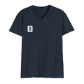 Men's V-Neck T-Shirt | Regular Fit | 180 GSM Bio-Washed Cotton | DTG Print | Durable | Personalized | DTG | Typography-focused | Trust | Friendship | Reassuring - right pocket - Navy Blue - mockup 4