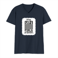 Male V Neck T-Shirt | Regular Fit | 180 GSM Bio-Washed Cotton | DTF Print | Double Stitched, Pre-Shrunk | Men | Personalized | DTF | Typography-focused | Trust | Friendship | Reassuring - front - Navy Blue - mockup 1
