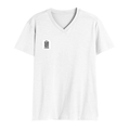 Male V Neck T-Shirt | Regular Fit | 180 GSM Bio-Washed Cotton | DTF Print | Double Stitched, Pre-Shrunk | Men | Personalized | DTF | Typography-focused | Trust | Friendship | Reassuring - right pocket - White - mockup 4