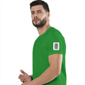 Classic Crew T-Shirt | Men's Regular Fit | 180 GSM Bio-Washed Cotton | DTG Print Ready | Double-Stitched & Ribbed Neck | Personalized | DTG | Typography-focused | Trust | Friendship | Reassuring - left sleeve - Flag Green - mockup 5