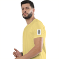Classic Crew T-Shirt | Men's Regular Fit | 180 GSM Bio-Washed Cotton | DTG Print Ready | Double-Stitched & Ribbed Neck | Personalized | DTG | Typography-focused | Trust | Friendship | Reassuring - left sleeve - Yellow - mockup 5