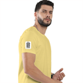 Classic Crew T-Shirt | Men's Regular Fit | 180 GSM Bio-Washed Cotton | DTG Print Ready | Double-Stitched & Ribbed Neck | Personalized | DTG | Typography-focused | Trust | Friendship | Reassuring - right sleeve - Yellow - mockup 6