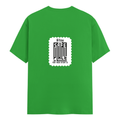 Female Classic Crew T-Shirt | Women's Regular Fit | 180 GSM Bio-Washed Cotton | Double Stitched, Pre-Shrunk | Personalized | DTG | Typography-focused | Trust | Friendship | Reassuring - back - Flag Green - mockup 2
