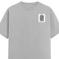 Female Classic Crew T-Shirt | Women's Regular Fit | 180 GSM Bio-Washed Cotton | Double Stitched, Pre-Shrunk | Personalized | DTG | Typography-focused | Trust | Friendship | Reassuring - left pocket - Grey Melange - mockup 3