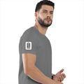 Female Classic Crew T-Shirt | Women's Regular Fit | 180 GSM Bio-Washed Cotton | Double Stitched, Pre-Shrunk | Personalized | DTG | Typography-focused | Trust | Friendship | Reassuring - right sleeve - Charcoal Melange - mockup 6