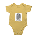 Baby Romper | 0-12 Months Regular Fit | 180 GSM Bio-Washed Cotton Blend | Double Stitched, Pre-Shrunk | Unisex | Personalized | DTF | Typography-focused | Trust | Friendship | Reassuring - front - Yellow - mockup 1