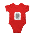 Baby Romper | 0-12 Months Regular Fit | 180 GSM Bio-Washed Cotton Blend | Double Stitched, Pre-Shrunk | Unisex | Personalized | DTF | Typography-focused | Trust | Friendship | Reassuring - back - Red - mockup 2