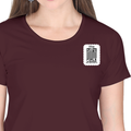 Women's Classic Crew T-Shirt | Regular Fit | 180 GSM Bio-Washed Cotton | DTF Print Ready | Double Stitched, Pre-Shrunk | Personalized | DTF | Typography-focused | Trust | Friendship | Reassuring - left pocket - Maroon - mockup 3