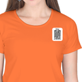 Women's Classic Crew T-Shirt | Regular Fit | 180 GSM Bio-Washed Cotton | DTF Print Ready | Double Stitched, Pre-Shrunk | Personalized | DTF | Typography-focused | Trust | Friendship | Reassuring - left pocket - Orange - mockup 3