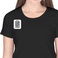 Women's Classic Crew T-Shirt | Regular Fit | 180 GSM Bio-Washed Cotton | DTF Print Ready | Double Stitched, Pre-Shrunk | Personalized | DTF | Typography-focused | Trust | Friendship | Reassuring - right pocket - Black - mockup 4