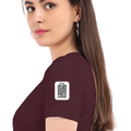Women's Classic Crew T-Shirt | Regular Fit | 180 GSM Bio-Washed Cotton | DTF Print Ready | Double Stitched, Pre-Shrunk | Personalized | DTF | Typography-focused | Trust | Friendship | Reassuring - left sleeve - Maroon - mockup 5