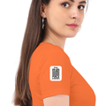 Women's Classic Crew T-Shirt | Regular Fit | 180 GSM Bio-Washed Cotton | DTF Print Ready | Double Stitched, Pre-Shrunk | Personalized | DTF | Typography-focused | Trust | Friendship | Reassuring - right sleeve - Orange - mockup 6