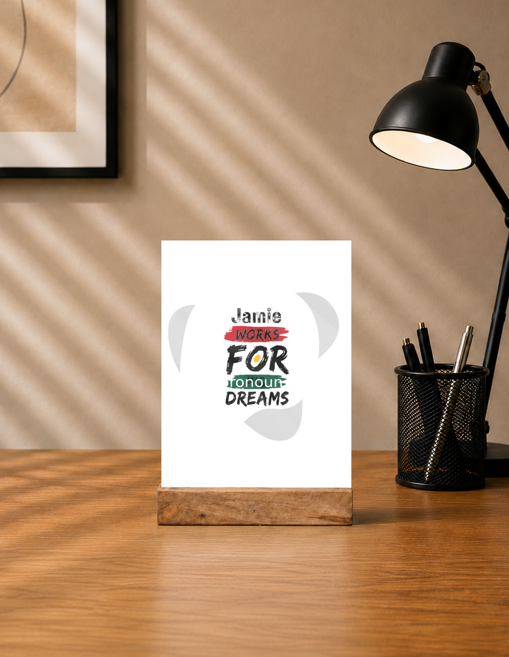 Acrylic Photo Frame | 5x7 Tabletop Display | UV Printed Acrylic & Wood Stand | Personalized Gift & Home Decor | Personalized | Typographic | Motivation | Everyday | Uplifting - front - mockup 1