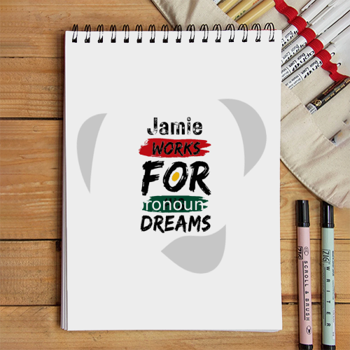 Sketchbook | A5 Spiral Bound | Digital Print Cover | 140 GSM Paper | Unisex | Personalized | Typographic | Motivation | Everyday | Uplifting - front - White - mockup 1