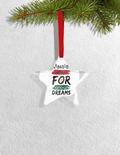 Christmas Ornaments | 3x3-inch | Acrylic UV Printed | Lightweight, Waterproof, Fade-Proof, Satin Ribbon | Unisex Adult | Personalized | Typographic | Motivation | Everyday | Uplifting - front_Star - Star - mockup 2