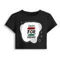Female Baby Tee | Cropped Fit, Gen Z | 95% Cotton 5% Spandex, DTG | Stretchable, Breathable, Pre-Shrunk | Women | Personalized | DTG | Typographic | Motivation | Everyday | Uplifting - front - Black - mockup 1