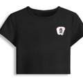 Female Baby Tee | Cropped Fit, Gen Z | 95% Cotton 5% Spandex, DTG | Stretchable, Breathable, Pre-Shrunk | Women | Personalized | DTG | Typographic | Motivation | Everyday | Uplifting - left pocket - Black - mockup 3