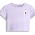 Female Baby Tee | Cropped Fit, Gen Z | 95% Cotton 5% Spandex, DTG | Stretchable, Breathable, Pre-Shrunk | Women | Personalized | DTG | Typographic | Motivation | Everyday | Uplifting - left pocket - Lavender - mockup 3