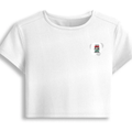 Female Baby Tee | Cropped Fit, Gen Z | 95% Cotton 5% Spandex, DTG | Stretchable, Breathable, Pre-Shrunk | Women | Personalized | DTG | Typographic | Motivation | Everyday | Uplifting - left pocket - White - mockup 3