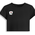 Female Baby Tee | Cropped Fit, Gen Z | 95% Cotton 5% Spandex, DTG | Stretchable, Breathable, Pre-Shrunk | Women | Personalized | DTG | Typographic | Motivation | Everyday | Uplifting - right pocket - Black - mockup 4