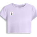Female Baby Tee | Cropped Fit, Gen Z | 95% Cotton 5% Spandex, DTG | Stretchable, Breathable, Pre-Shrunk | Women | Personalized | DTG | Typographic | Motivation | Everyday | Uplifting - right pocket - Lavender - mockup 4