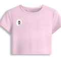 Female Baby Tee | Cropped Fit, Gen Z | 95% Cotton 5% Spandex, DTG | Stretchable, Breathable, Pre-Shrunk | Women | Personalized | DTG | Typographic | Motivation | Everyday | Uplifting - right pocket - Light Baby Pink - mockup 4