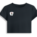 Female Baby Tee | Cropped Fit, Gen Z | 95% Cotton 5% Spandex, DTG | Stretchable, Breathable, Pre-Shrunk | Women | Personalized | DTG | Typographic | Motivation | Everyday | Uplifting - right pocket - Navy Blue - mockup 4