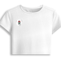 Female Baby Tee | Cropped Fit, Gen Z | 95% Cotton 5% Spandex, DTG | Stretchable, Breathable, Pre-Shrunk | Women | Personalized | DTG | Typographic | Motivation | Everyday | Uplifting - right pocket - White - mockup 4
