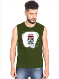 Men's Sleeveless T-Shirt | Regular Fit | 180 GSM Bio-Washed Cotton DTG | Pre-Shrunk, Double Stitched | For Gym & Casual Wear | Personalized | DTG | Typographic | Motivation | Everyday | Uplifting - front - Olive Green - mockup 1