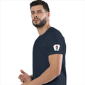 Basic T-Shirt | Unisex XS-2XL | Poly-Cotton Blend | Soft Finish & Durable | Everyday Wear | Personalized | DTG | Typographic | Motivation | Everyday | Uplifting - left sleeve - Navy melange - mockup 5