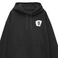 Oversized Hoodie | Relaxed Fit, Drop-Shoulder | 400 GSM Fabric | Warm, Durable | Unisex | Personalized | DTF | Typographic | Motivation | Everyday | Uplifting - left pocket - Black - mockup 3