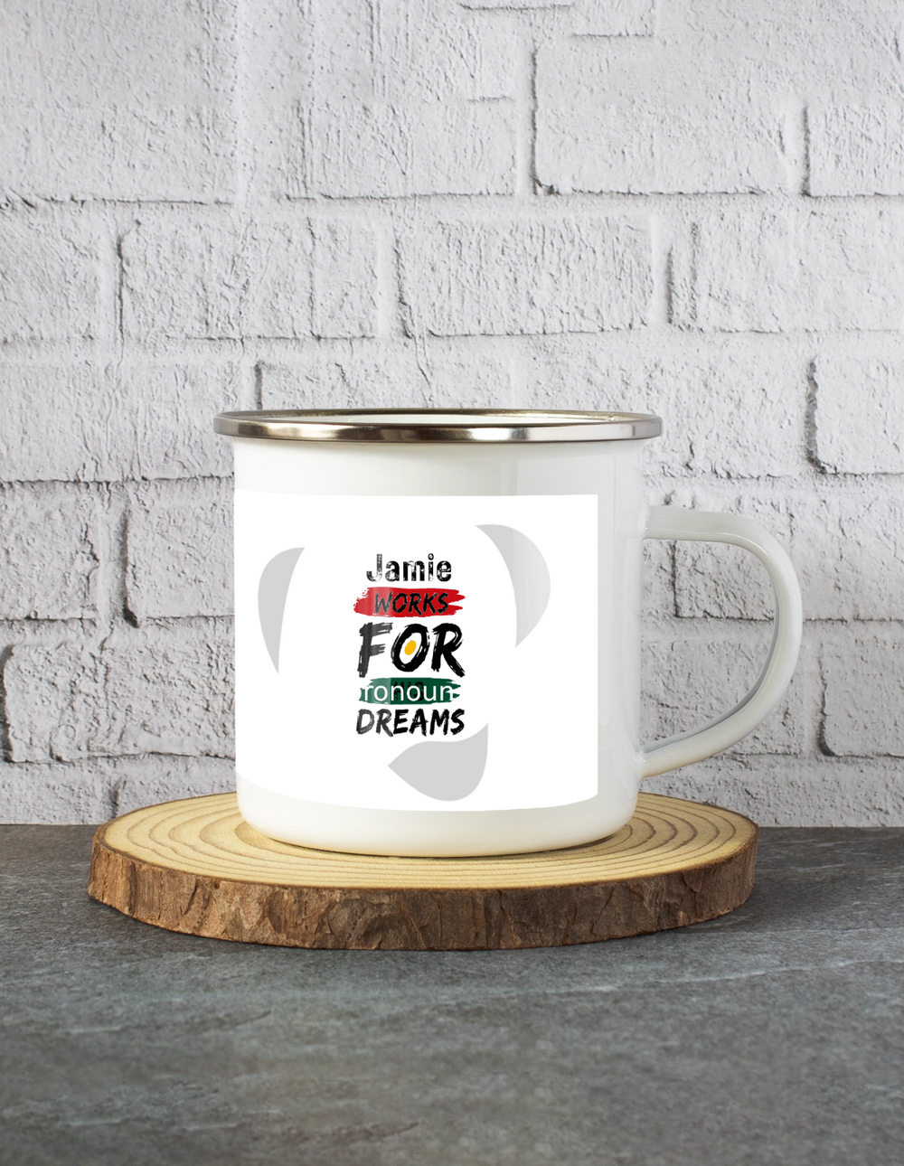 White Enamel Mugs | 11 Oz | Enamel Coated Stainless Steel | Dishwasher Safe, Shatterproof | Unisex | Personalized | Typographic | Motivation | Everyday | Uplifting - front - mockup 1
