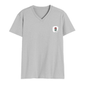 Men's V-Neck T-Shirt | Regular Fit | 180 GSM Bio-Washed Cotton | DTG Print | Durable | Personalized | DTG | Typographic | Motivation | Everyday | Uplifting - left pocket - Grey Melange - mockup 3