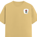 Female Classic Crew T-Shirt | Women's Regular Fit | 180 GSM Bio-Washed Cotton | Double Stitched, Pre-Shrunk | Personalized | DTG | Typographic | Motivation | Everyday | Uplifting - left pocket - Beige - mockup 3