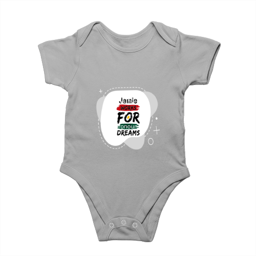 Rompers | Regular Fit Baby & Toddler | Bio-Washed Cotton | Double Stitched, Pre-Shrunk | Unisex | Personalized | DTG | Typographic | Motivation | Everyday | Uplifting - front - Grey Melange - mockup 1